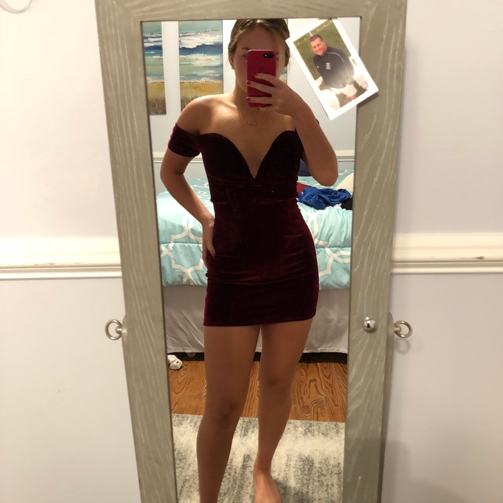 Tobi red velvet dress